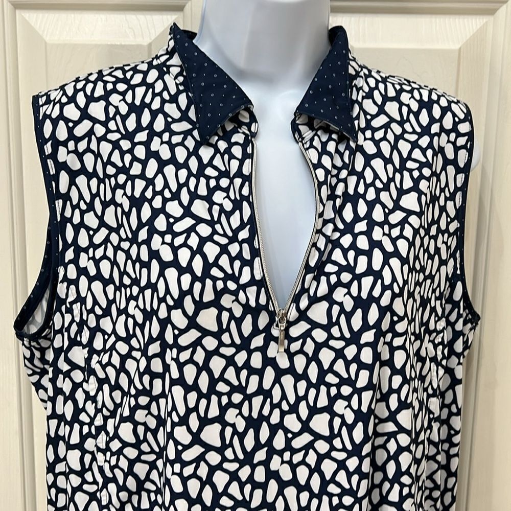Lady Hagan Golf Top Slacks Matching Set Womens XLarge Sleeveless Navy Blue White - Picture 6 of 13